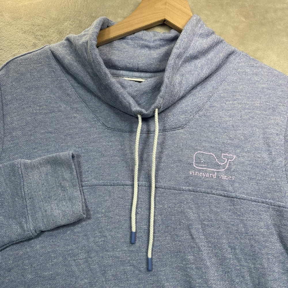 Vineyard Vines Women's Pullover Small Heathered Blue Cowl Funnel Neck Sweater